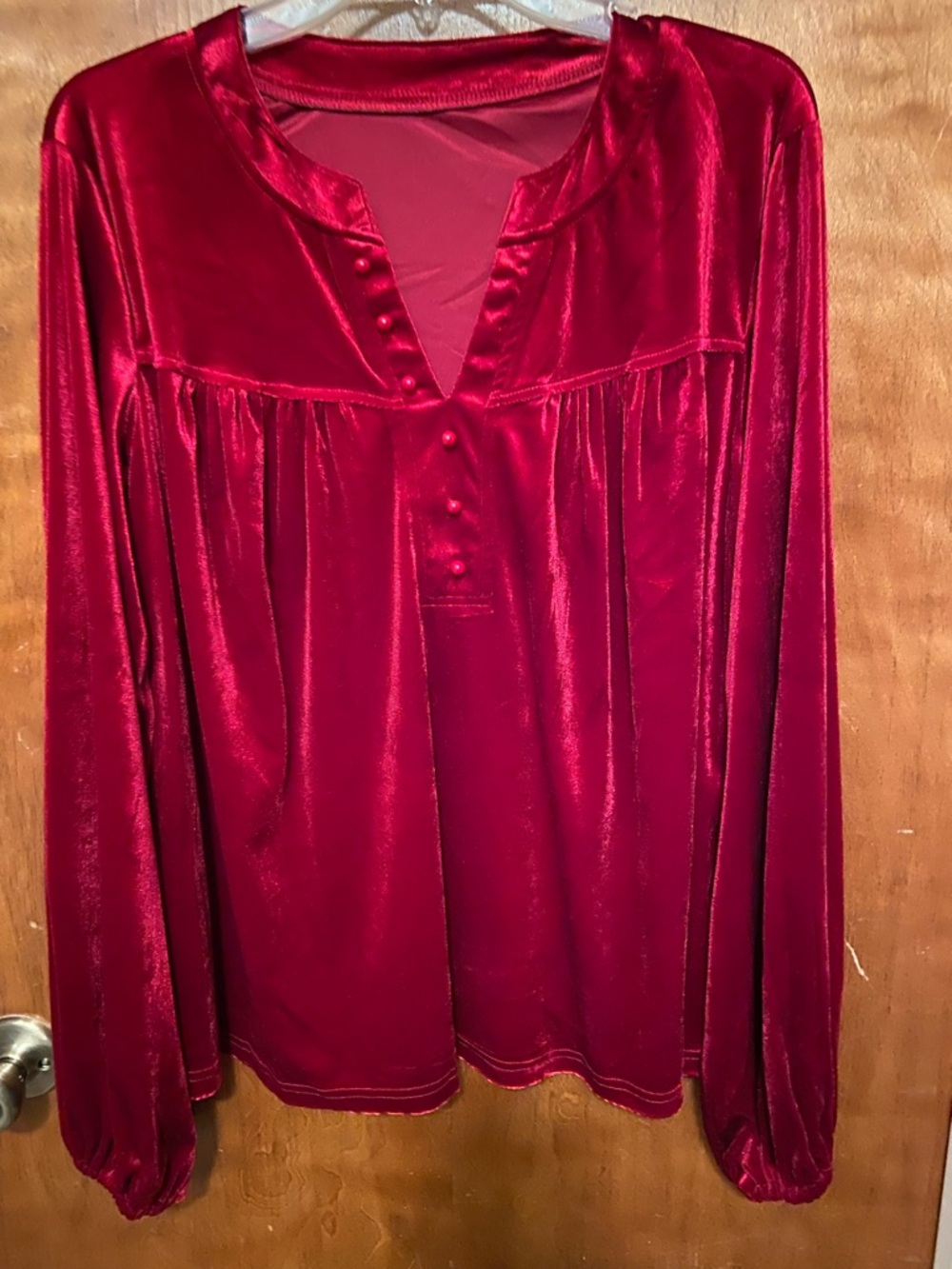 SHEIN Deep Red Velvet Top